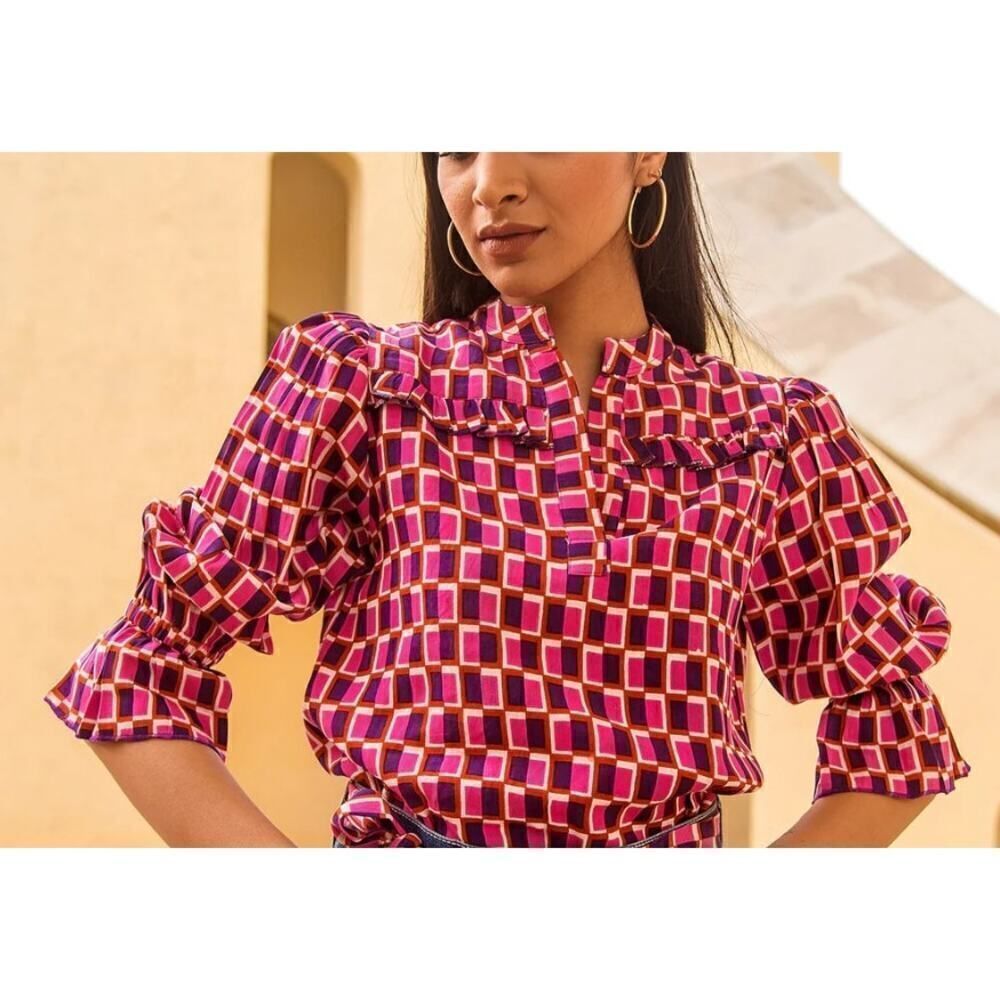 NWT Beyond by Vera Stella Blouse Equilibrium Pink Sz. M